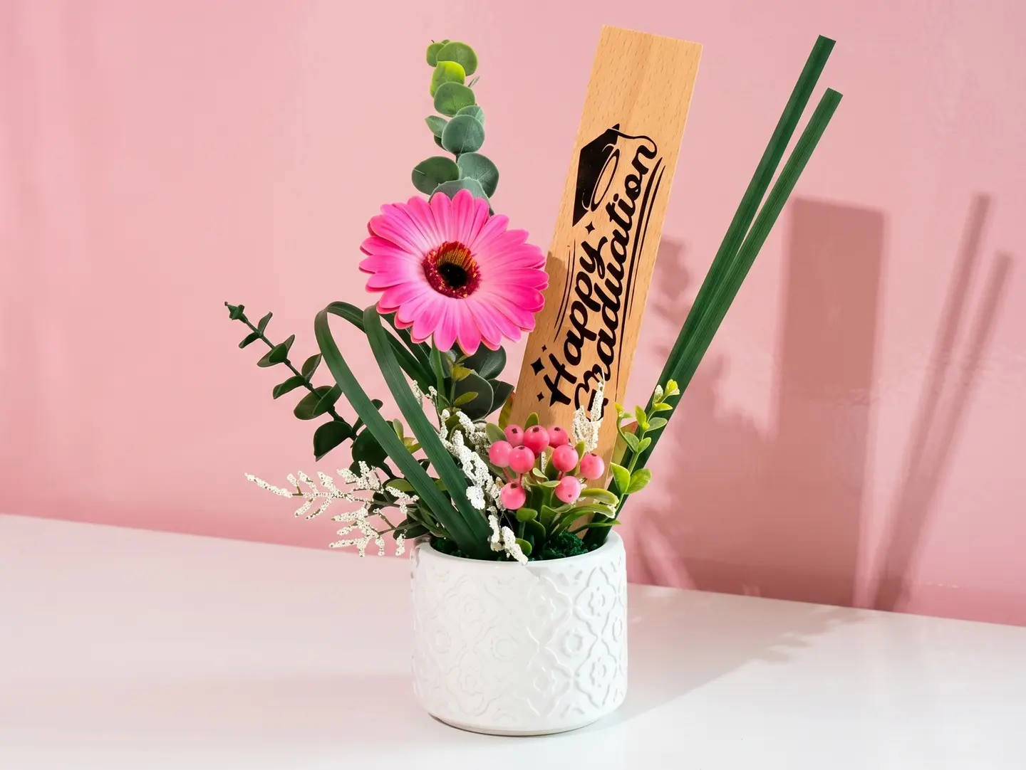 Blush Gerbera Grad  Small Vase