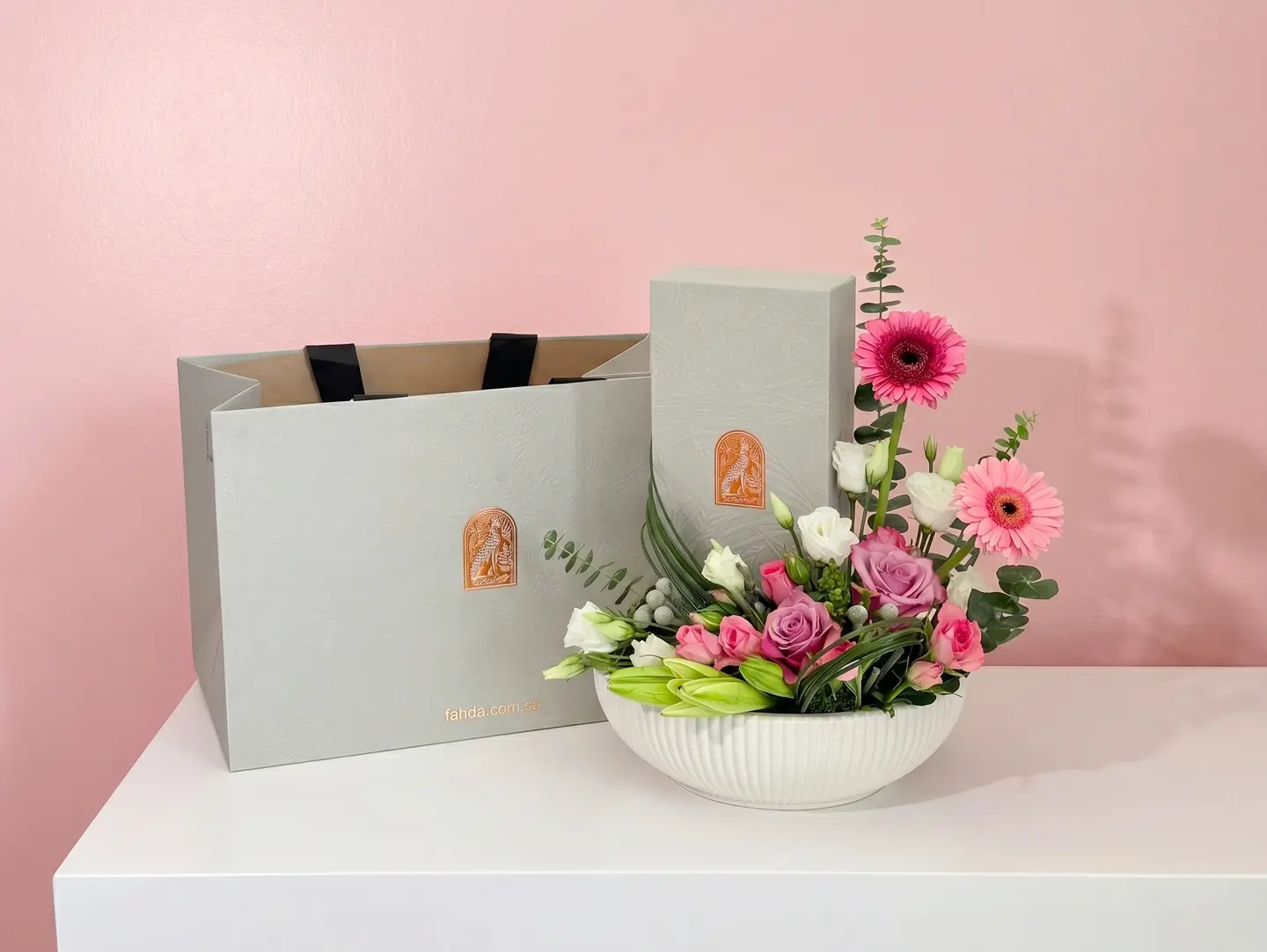 Vase With Roses And Caramel Chocolate