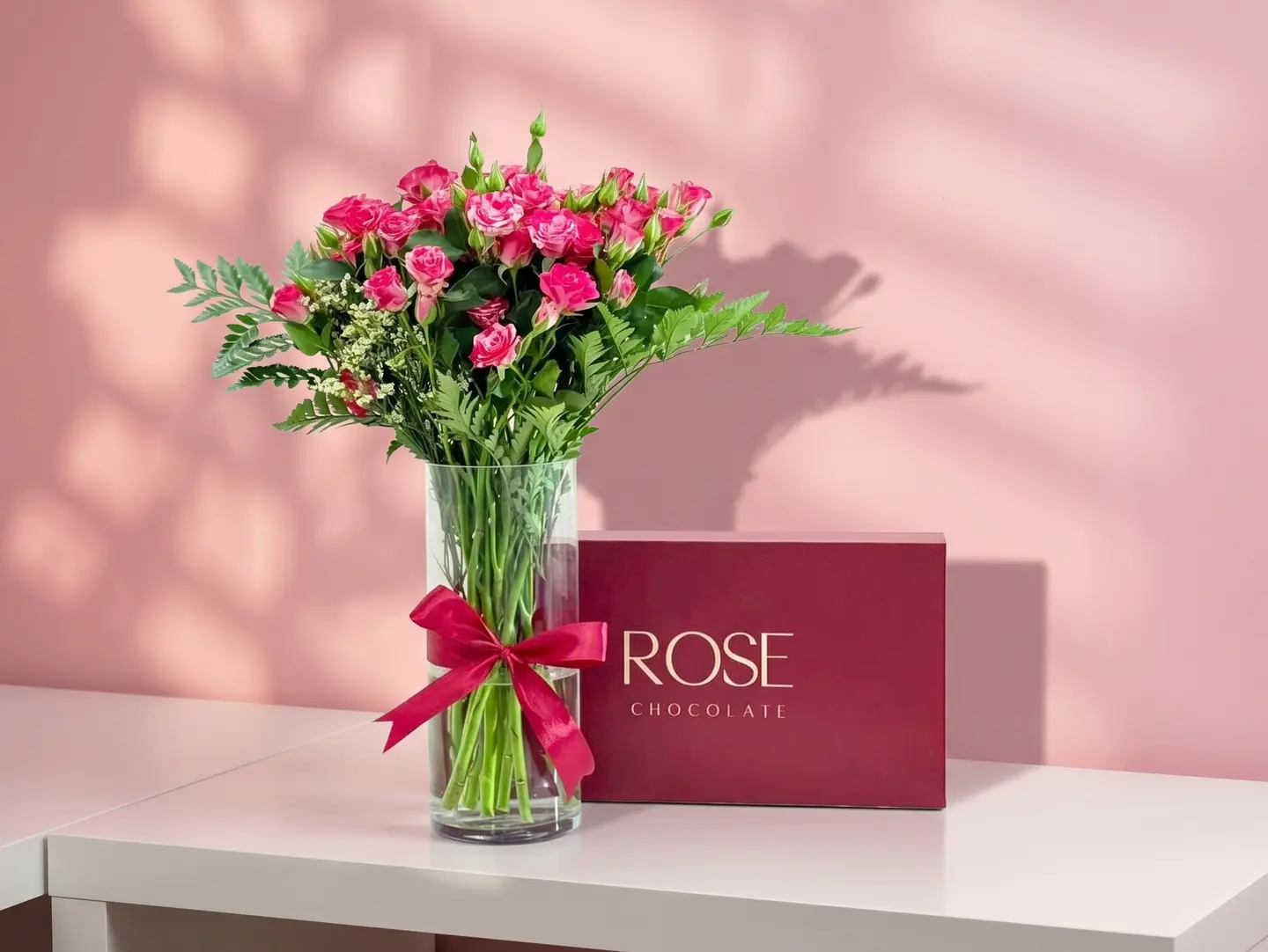 Rose Chocolate With Baby Rose Vase