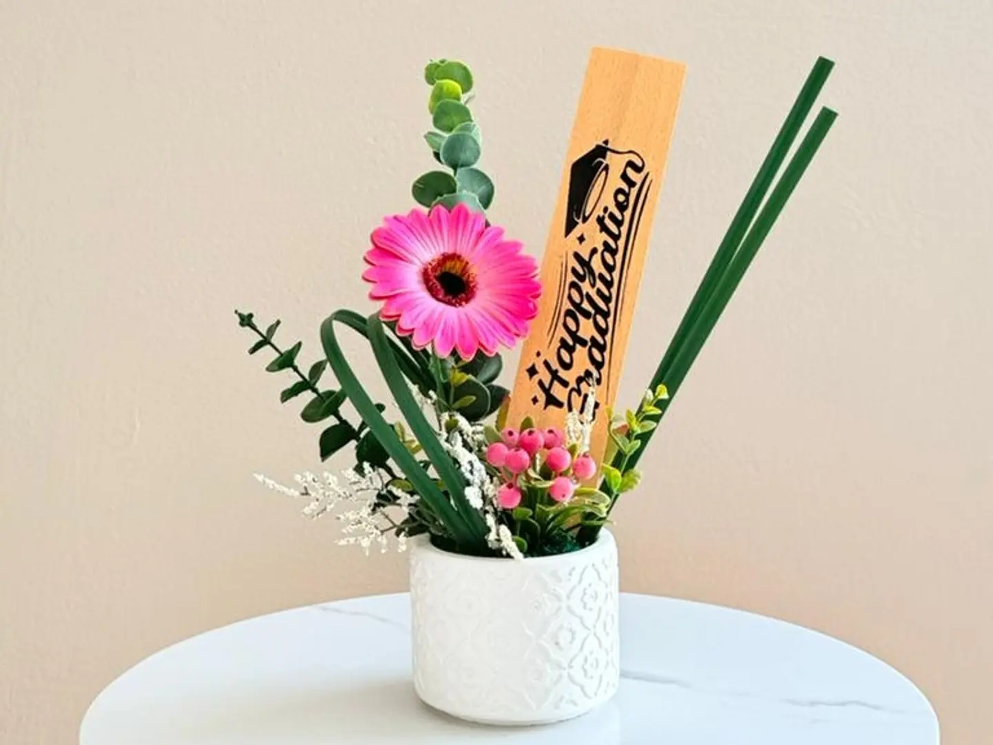 Blush Gerbera Grad  Small Vase