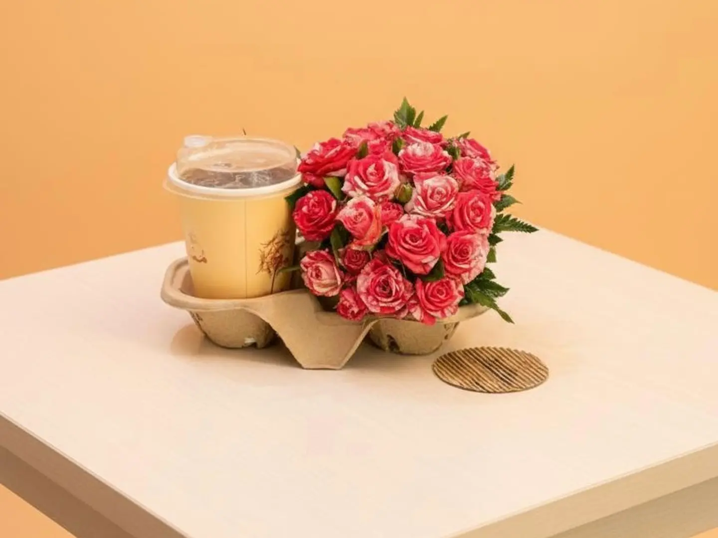 قهوة وورد وردي غامق