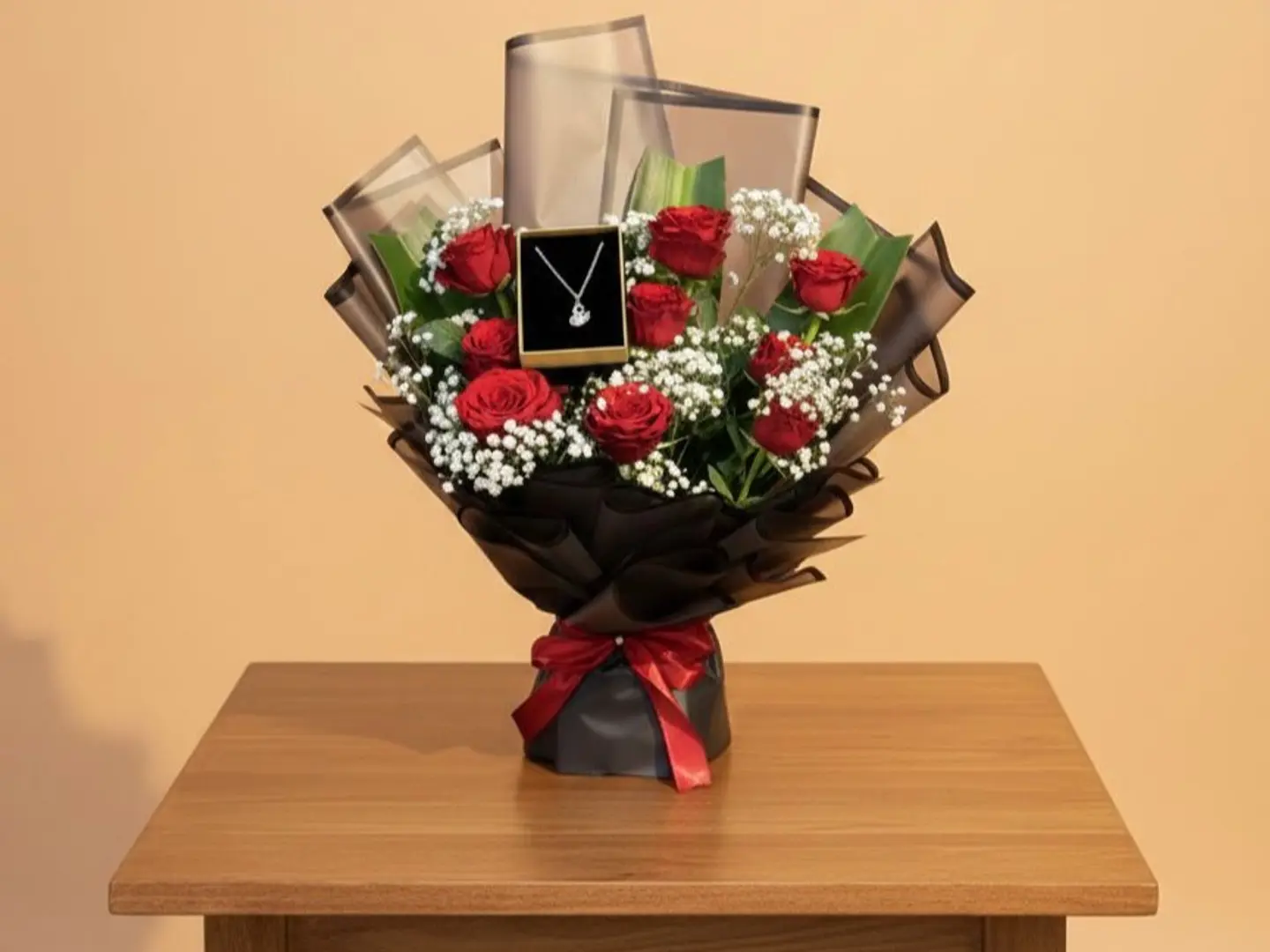 هدية رقيقة بوكيه وسلسال