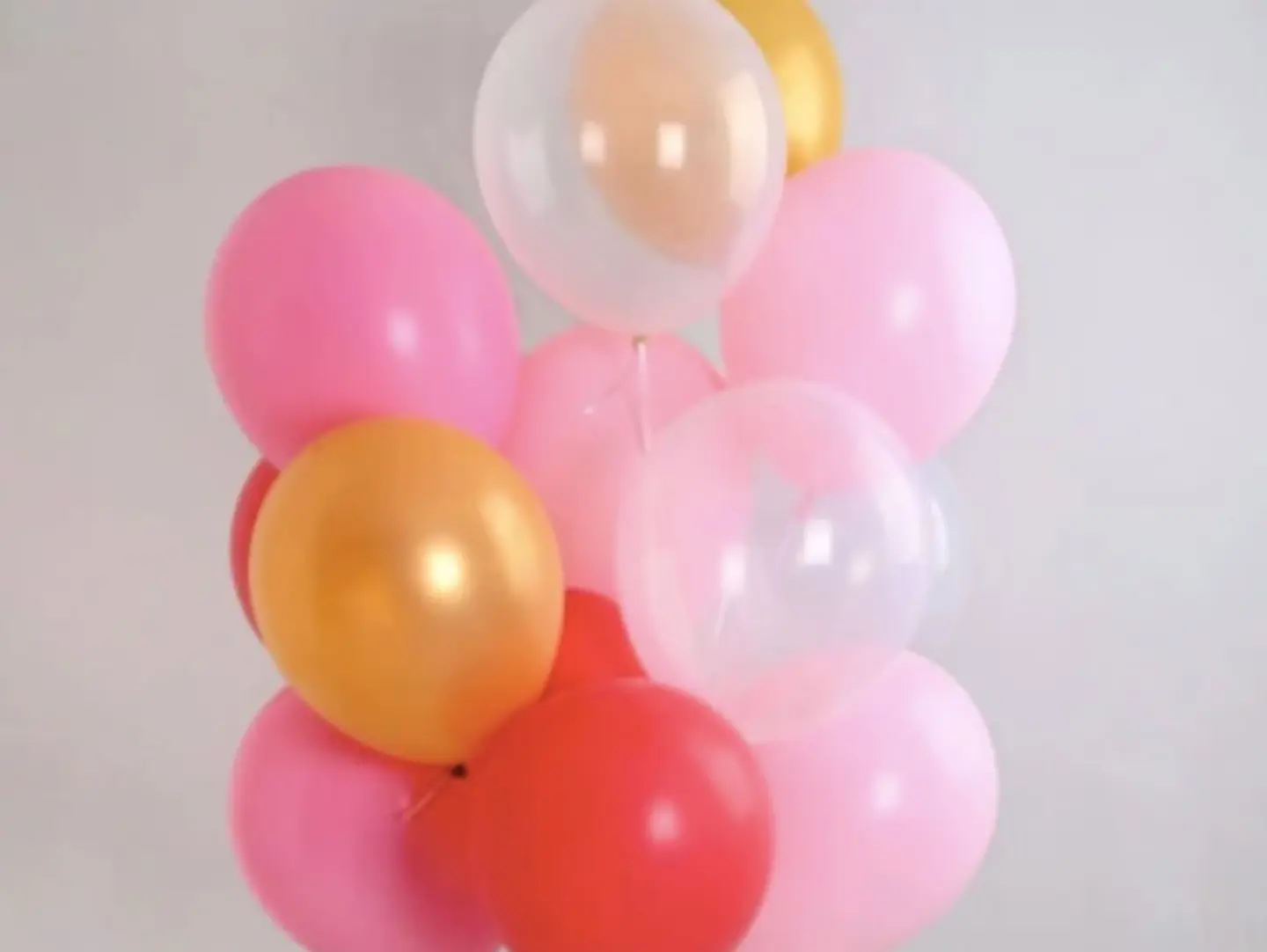 Pink Red Clear And Gold Balloons