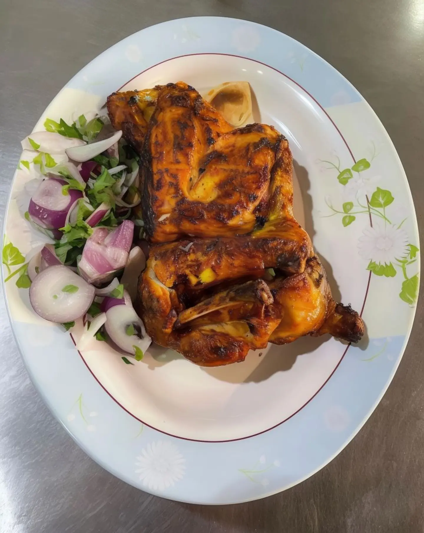 نصف دجاج على الفحم سادة