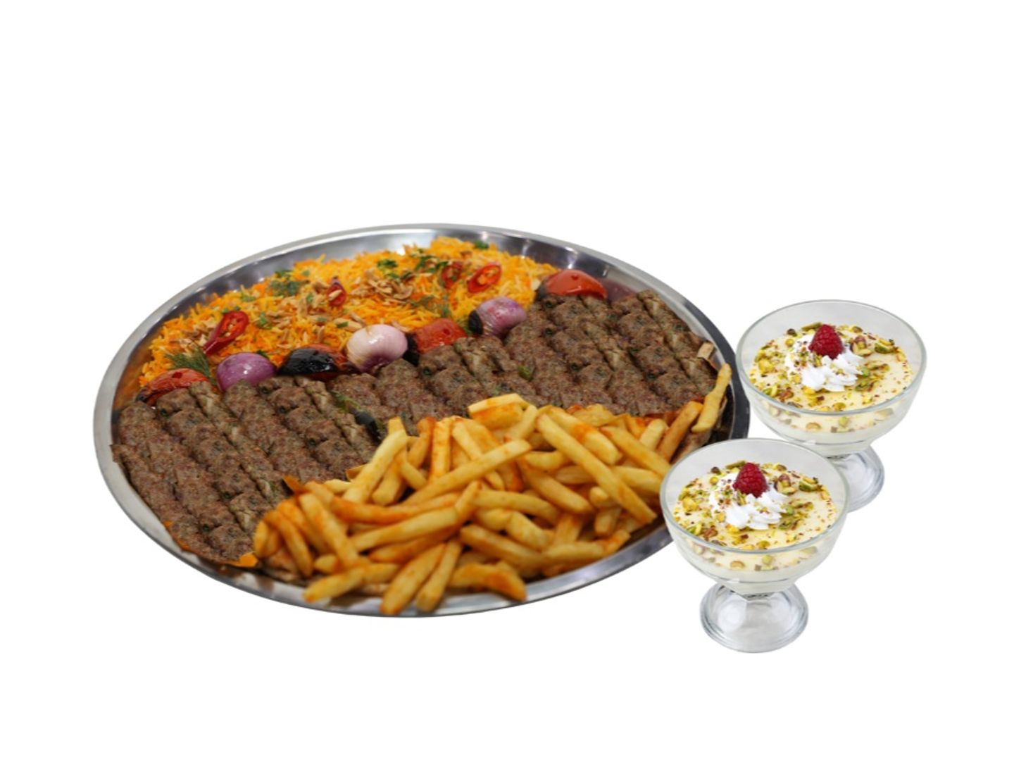 3 نفر كباب لحم على ارز