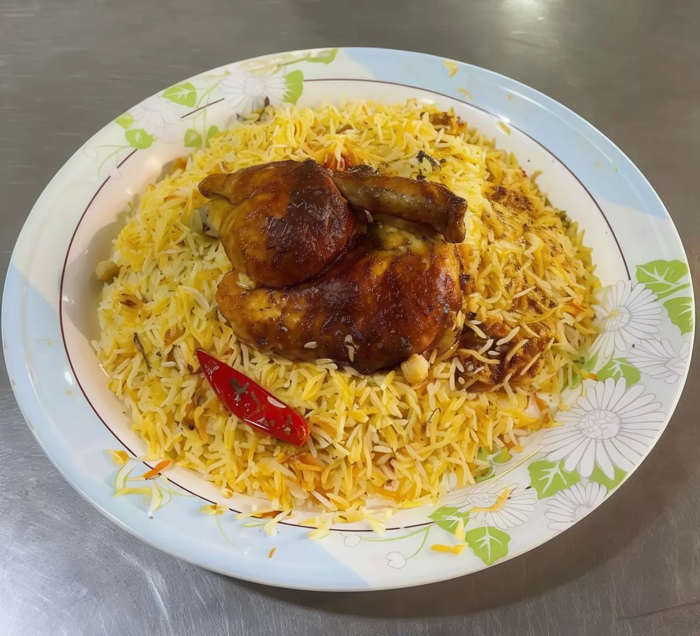Half Grilled Chicken With Spiced Rice