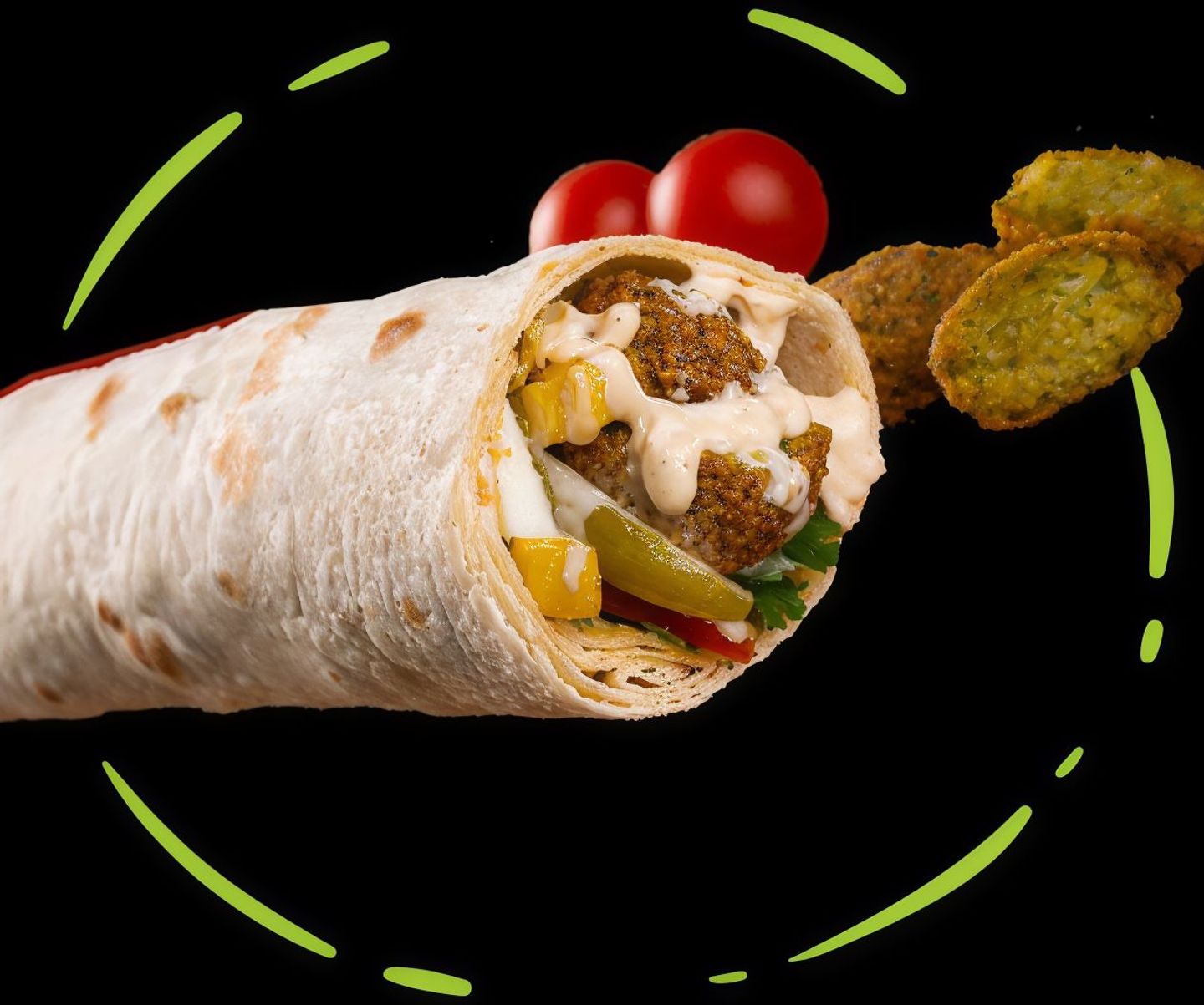 Saj Bread Falafel Sandwich