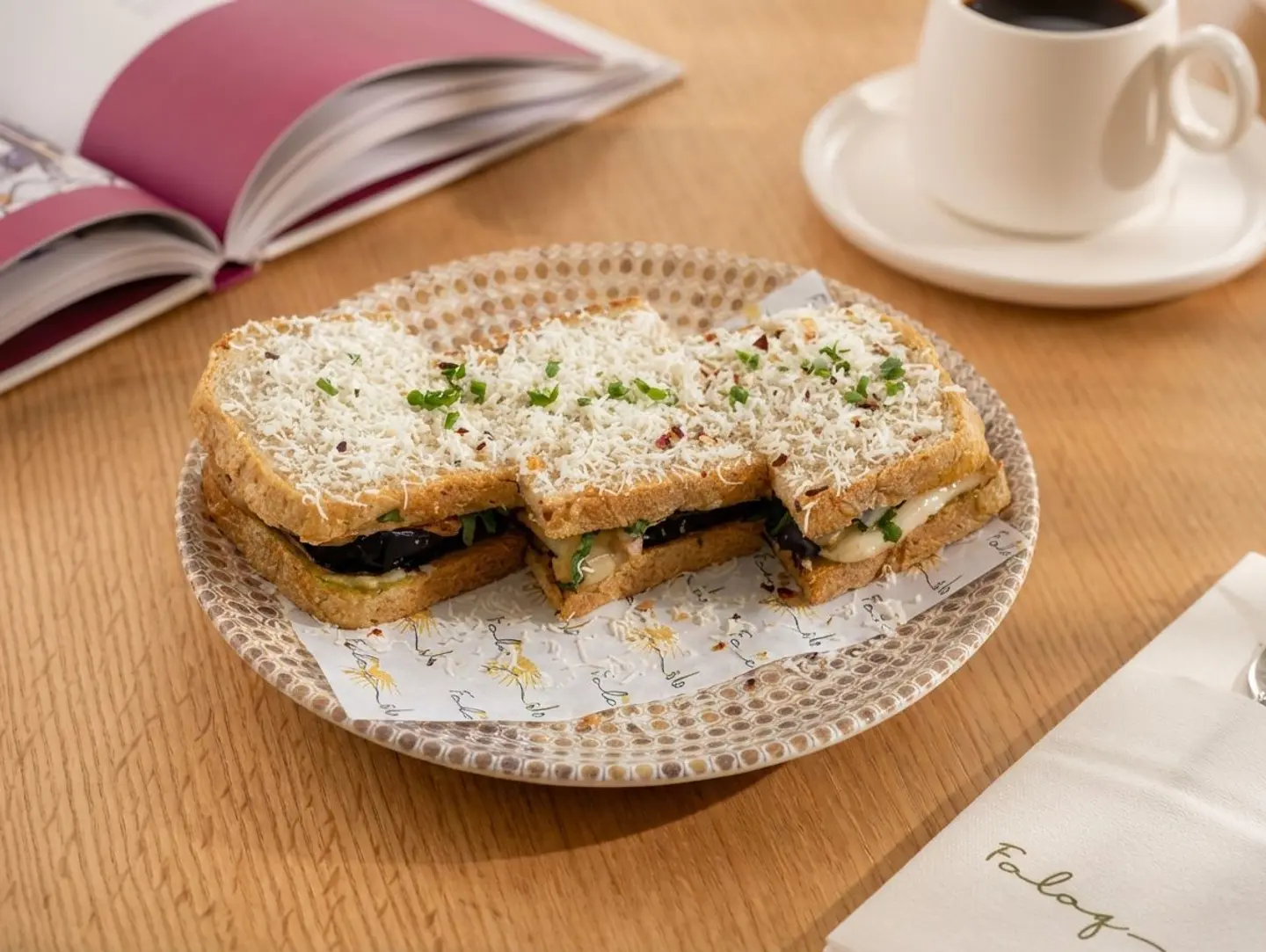 Eggplant Caprese Sourdough With Grilled Halloumi