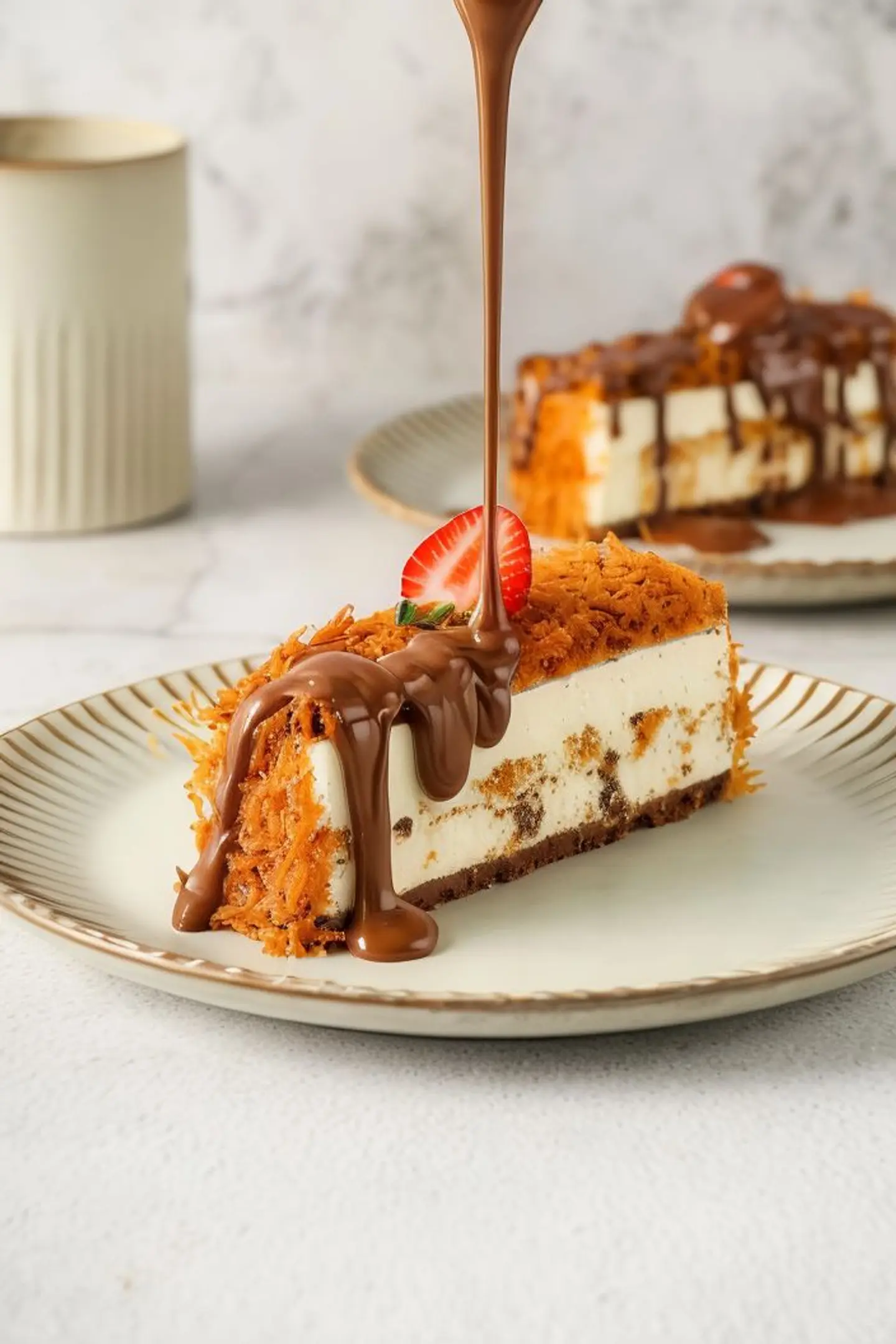 كنافة تشيز كيك بالشوكولاتة