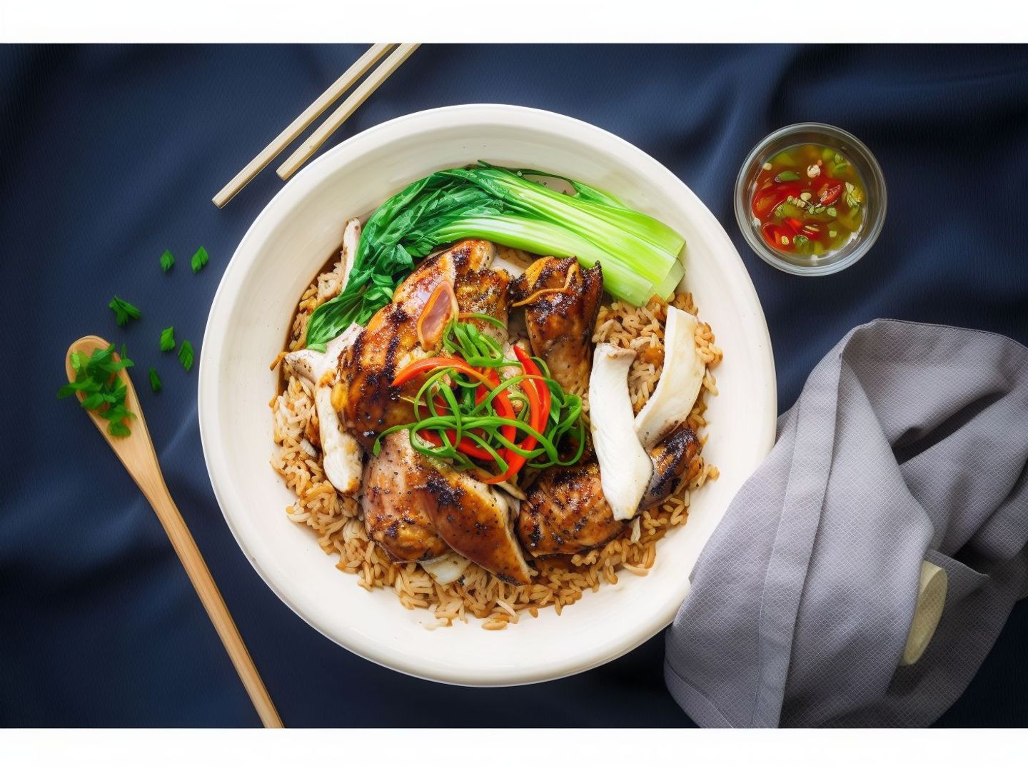حبة دجاج شواية مع رز