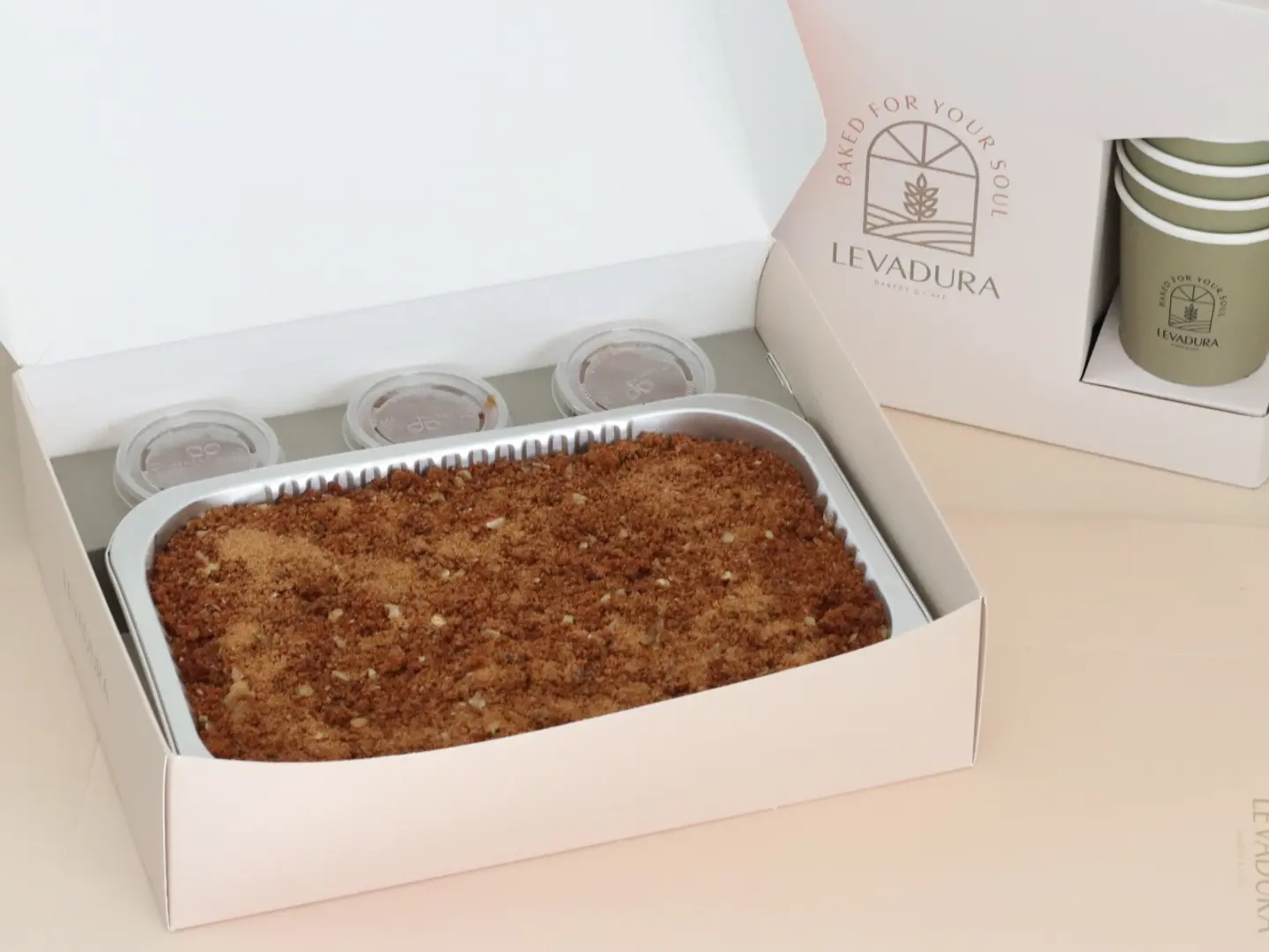 Box Coffee With Tray Of Sweet