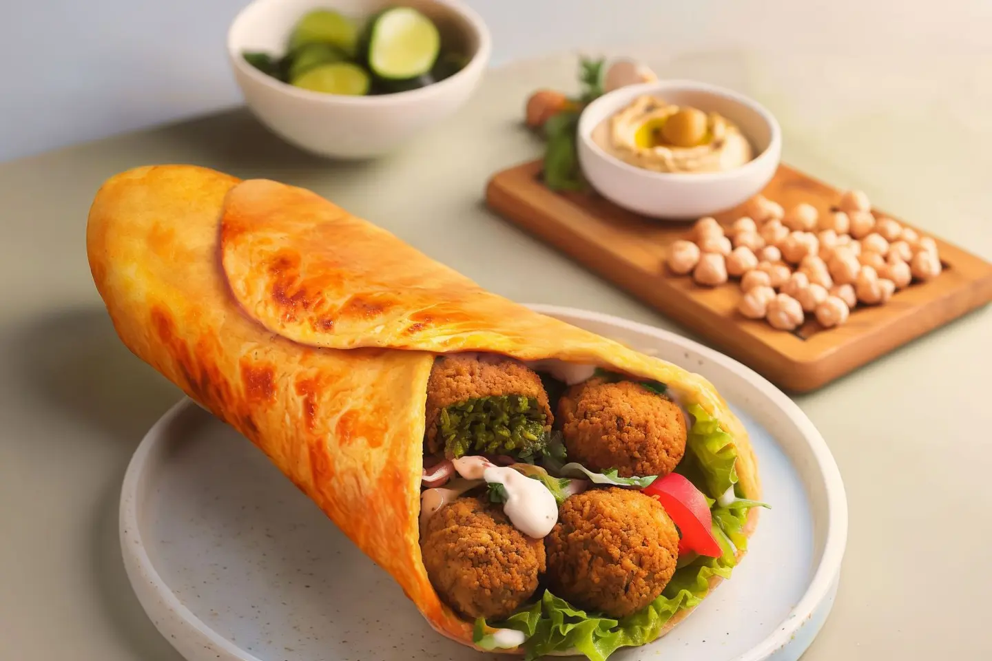 فطيرة فلافل بالحمص