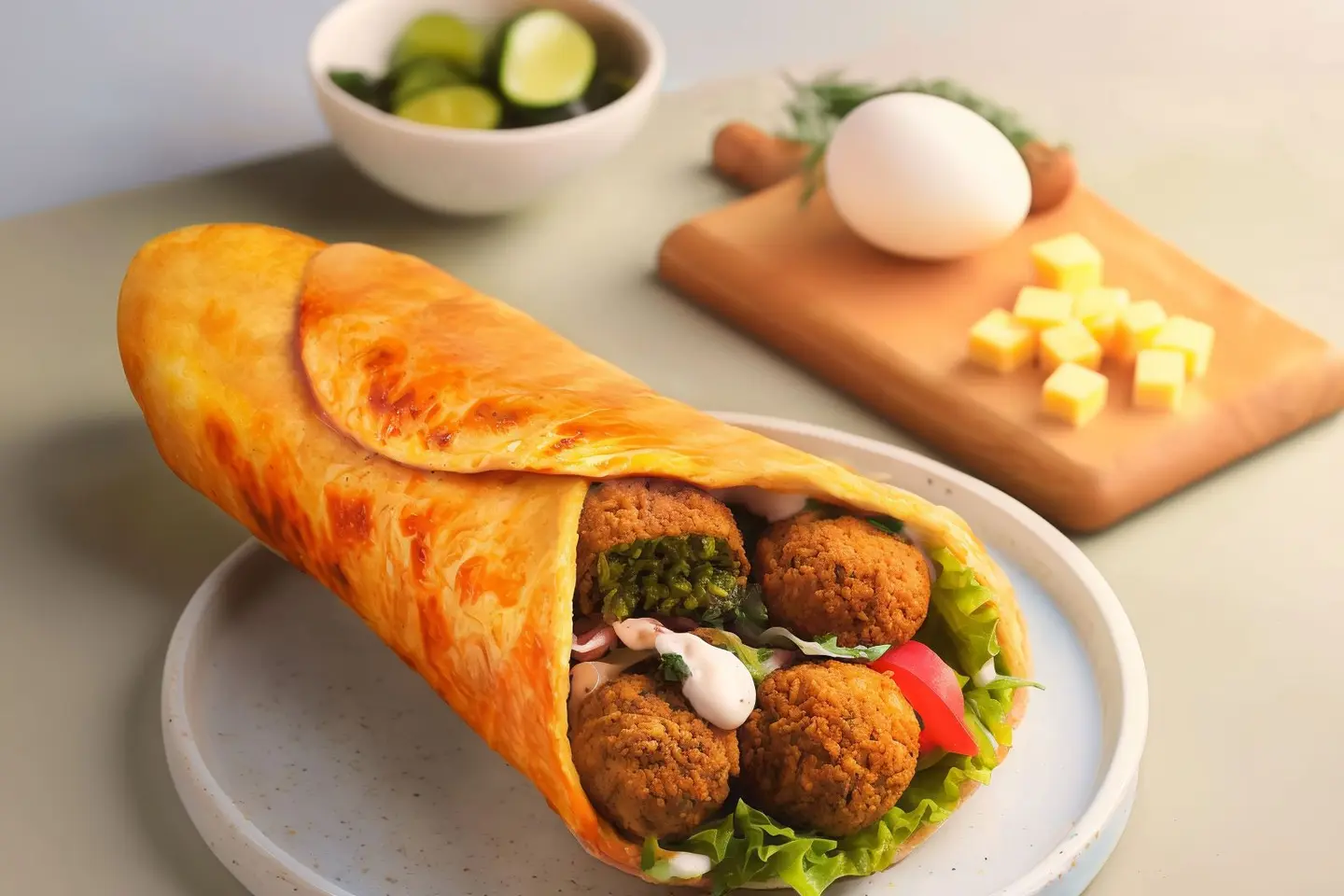 فطيرة فلافل بالبيض والجبنة