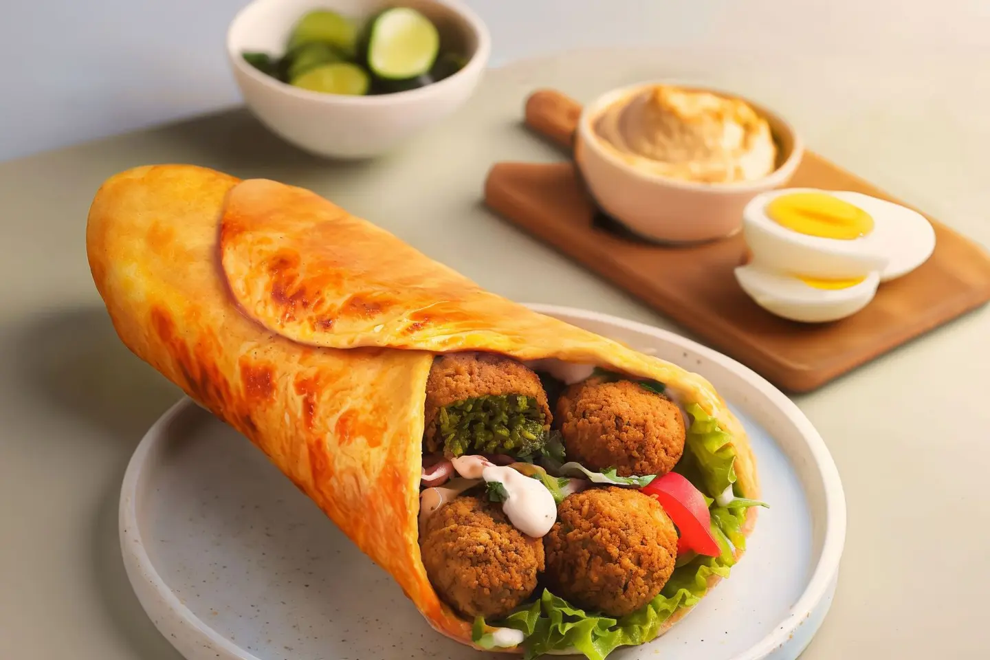 فطيرة فلافل بالحمص والبيض