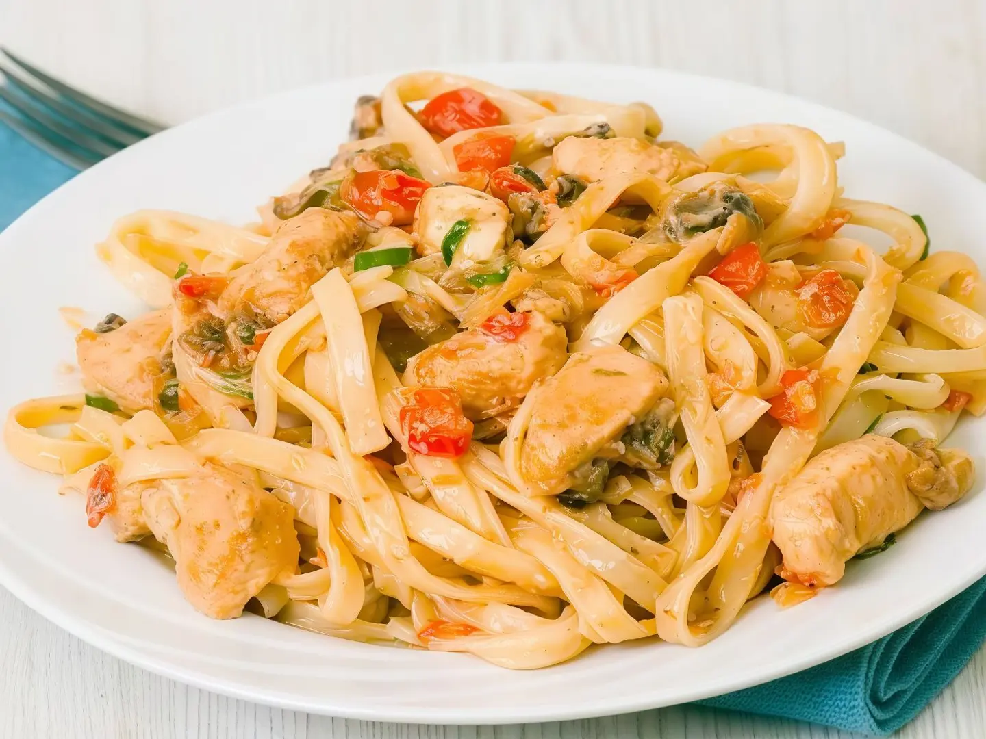 Fettuccine Vegetables And Chicken
