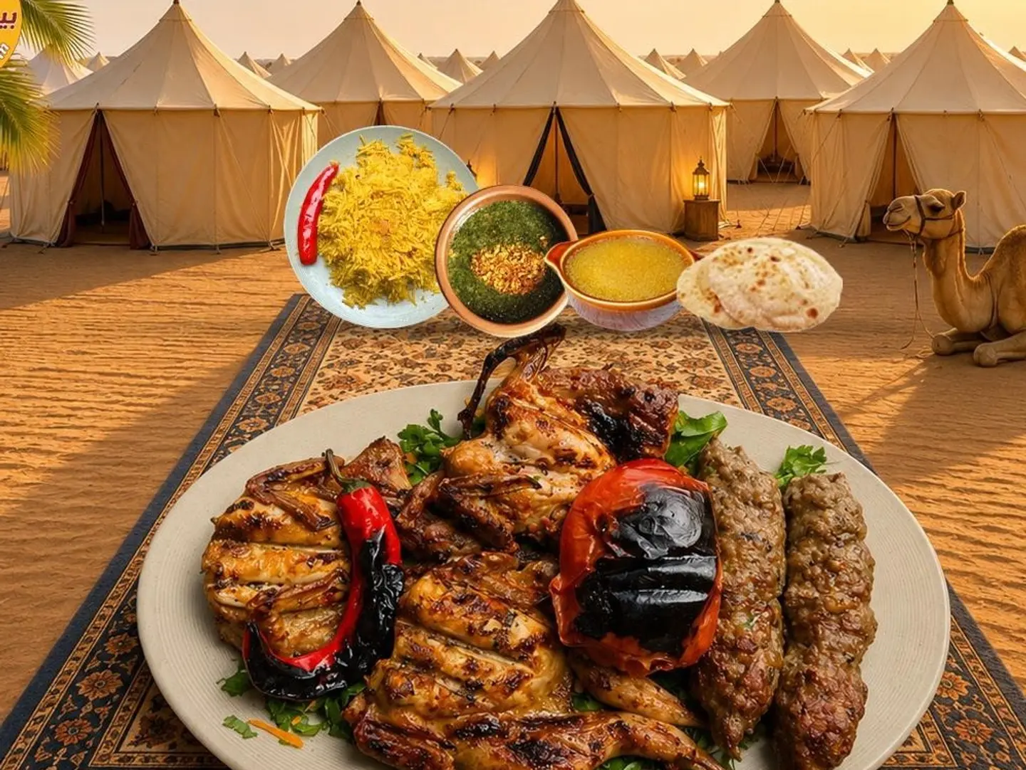 سمان مشوى مع كفتة