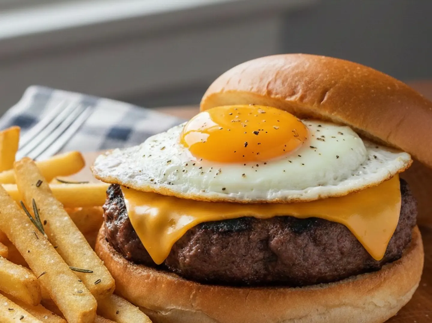 برجر لحم مع بيض