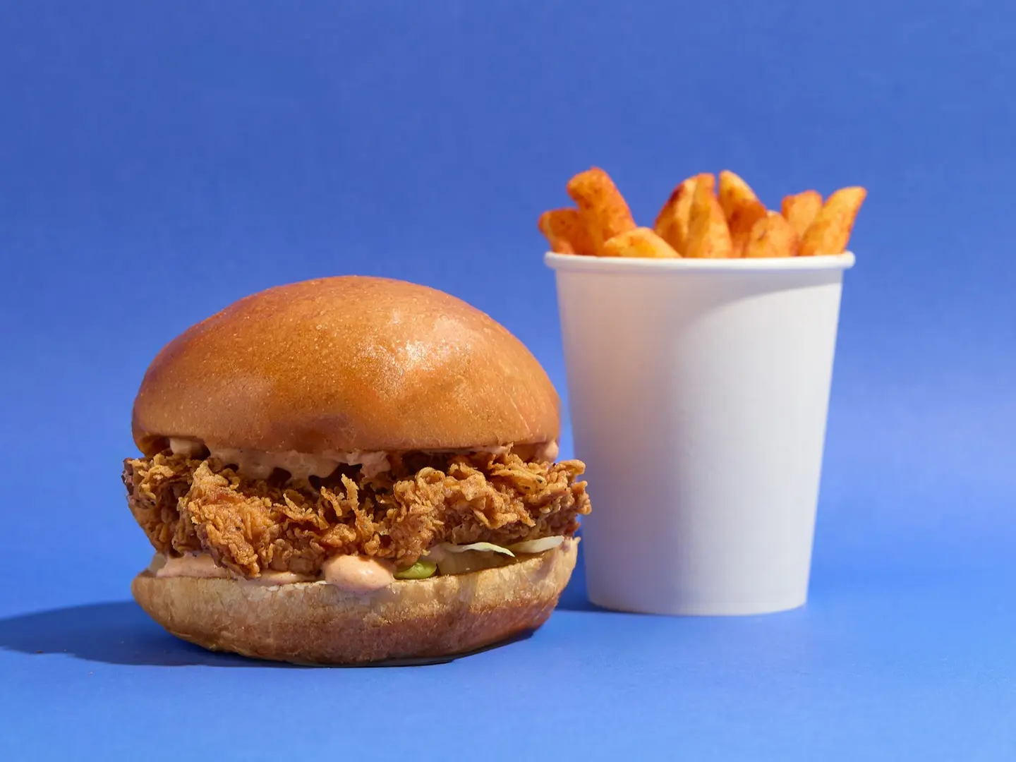 كرسبي تشكن برجر مع بطاطس