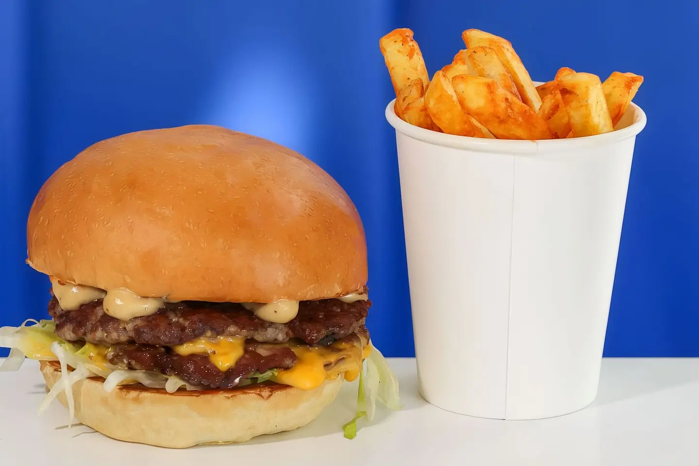 Angus Double Cheeseburger + Fries  - Angus Double Cheeseburger + Fries