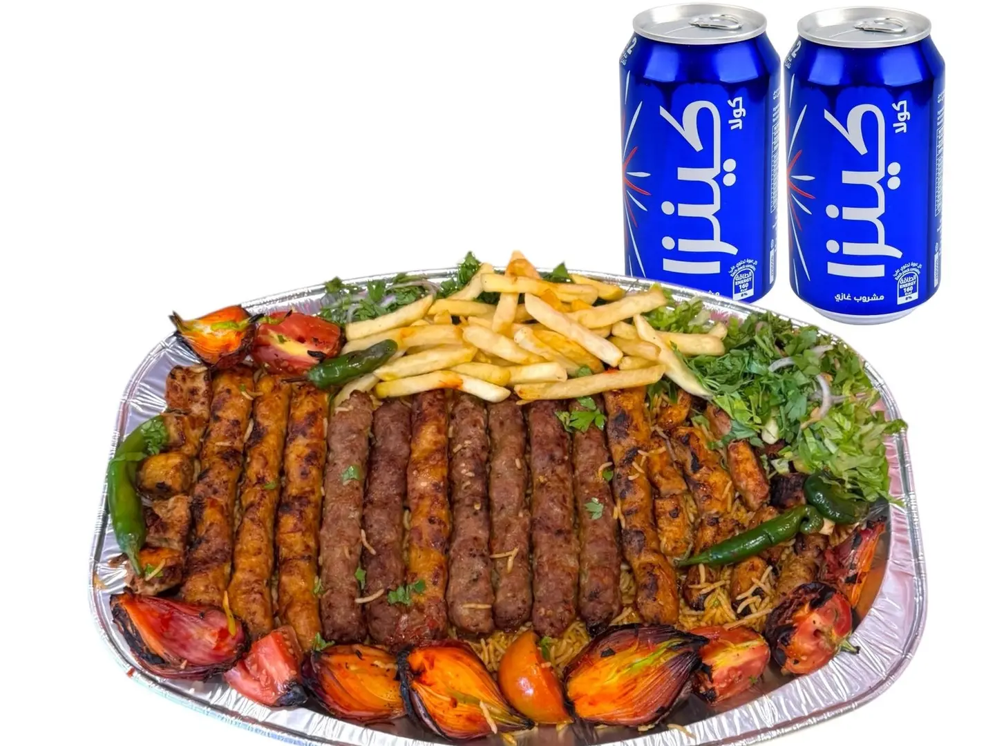 كيلو مشويات مشكلة مع 2 علبة كينزا