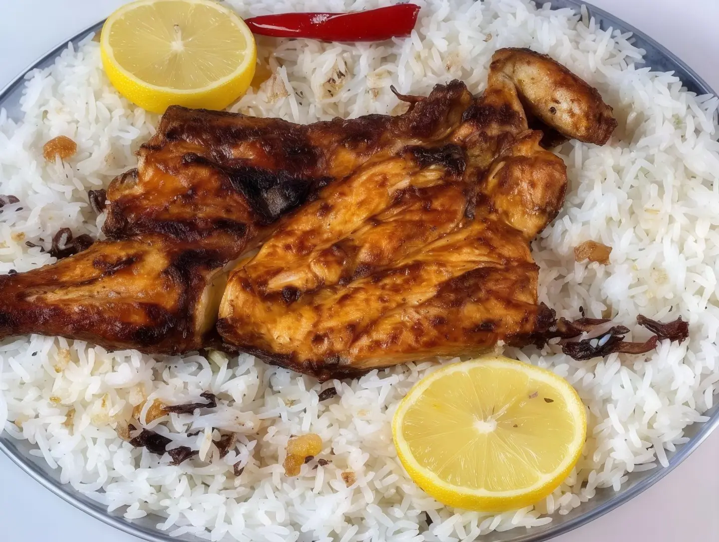 Half A Piece Of Charcoal, White Basmati Rice