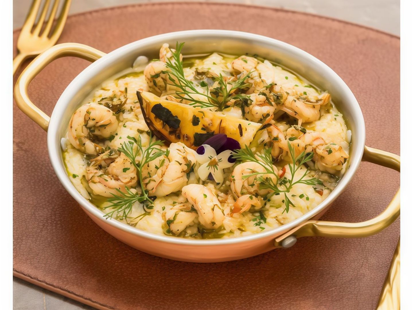 ريزوتو الليمون مع الربيان