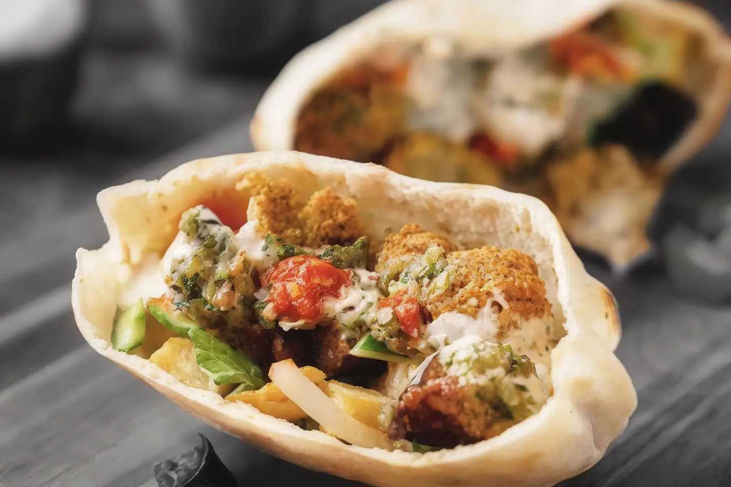 Egyptian Bread Falafel Sandwich