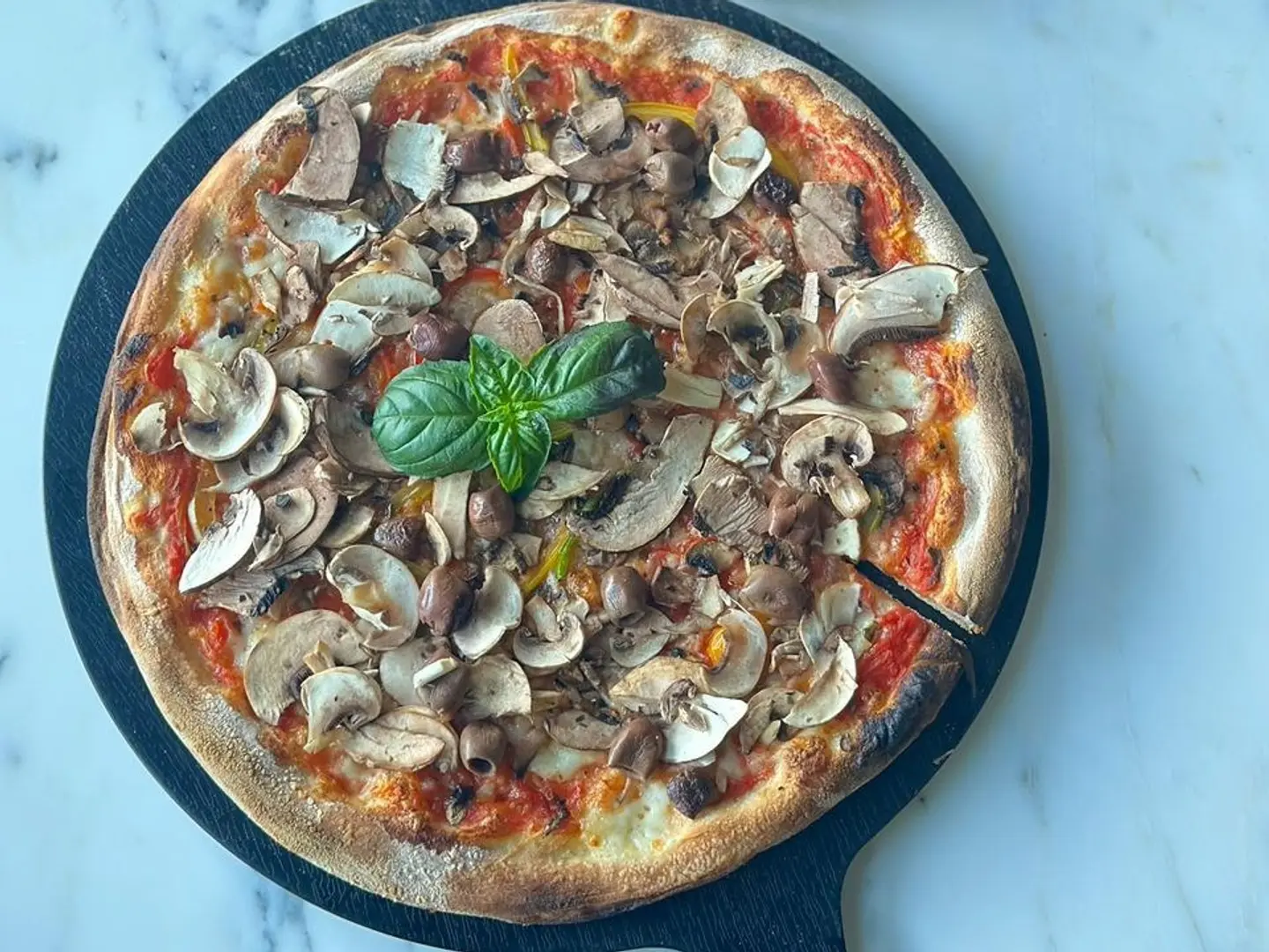 Gluten Free Mushroom And Olive Pizza