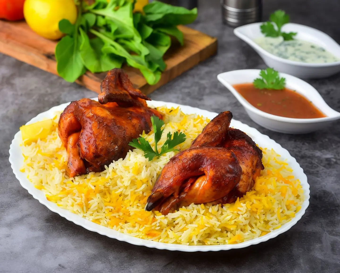 Grilled Whole Chicken With Rice