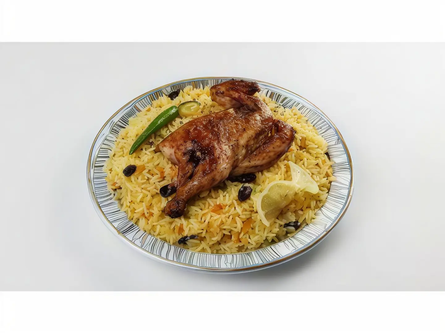 نص دجاج مظبي مع رز بخاري