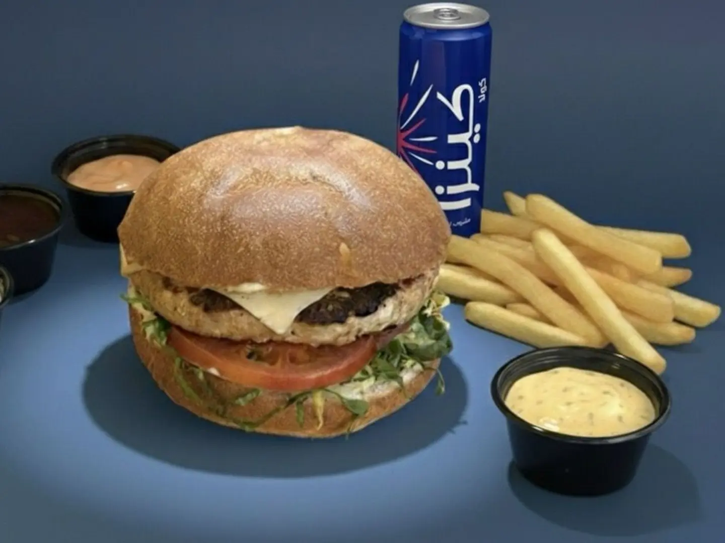 وجبة برجر دجاج مشوي طازج