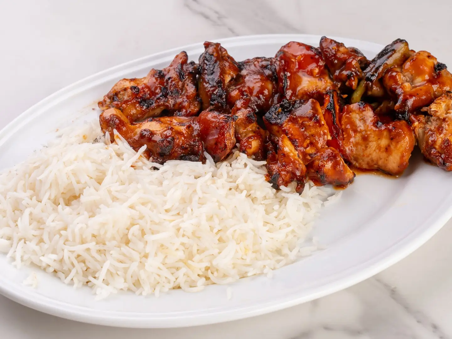 شاشليك دجاج مع أرز