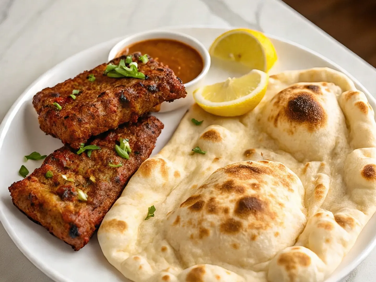 2 كباب لحم بقري، 1 نان