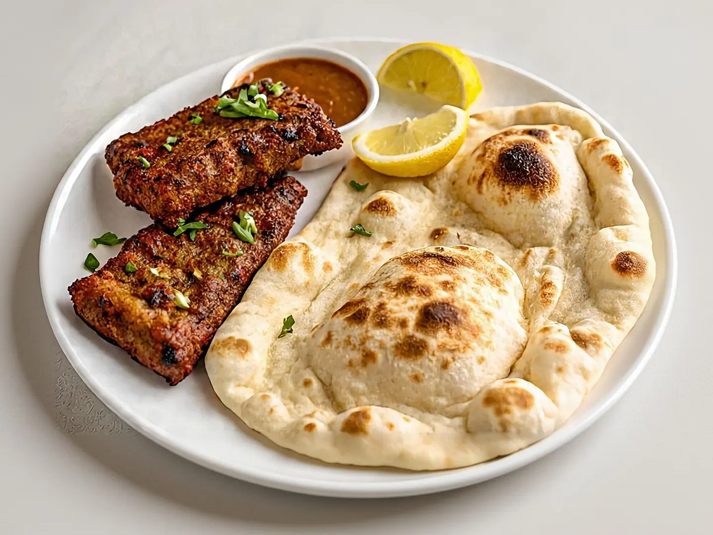 2 كباب لحم بقري، 1 نان