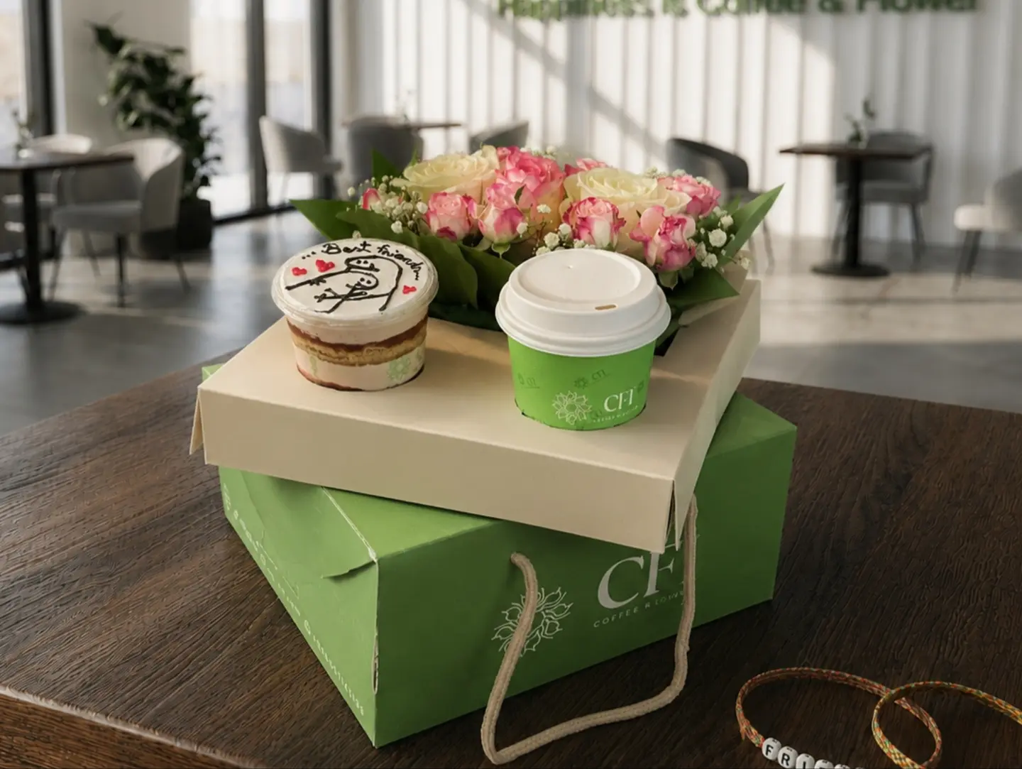 Luxury Friendship Box (Cupcakes & Coffee & Flower)