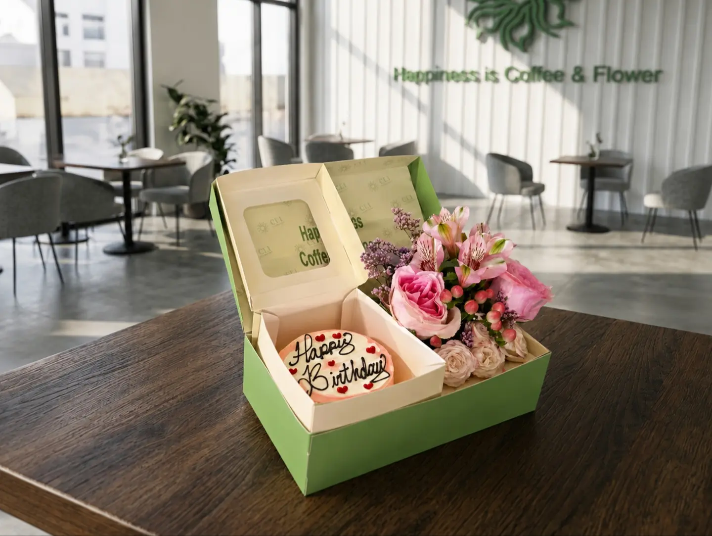 Happiness Bento Cake & Roses Box