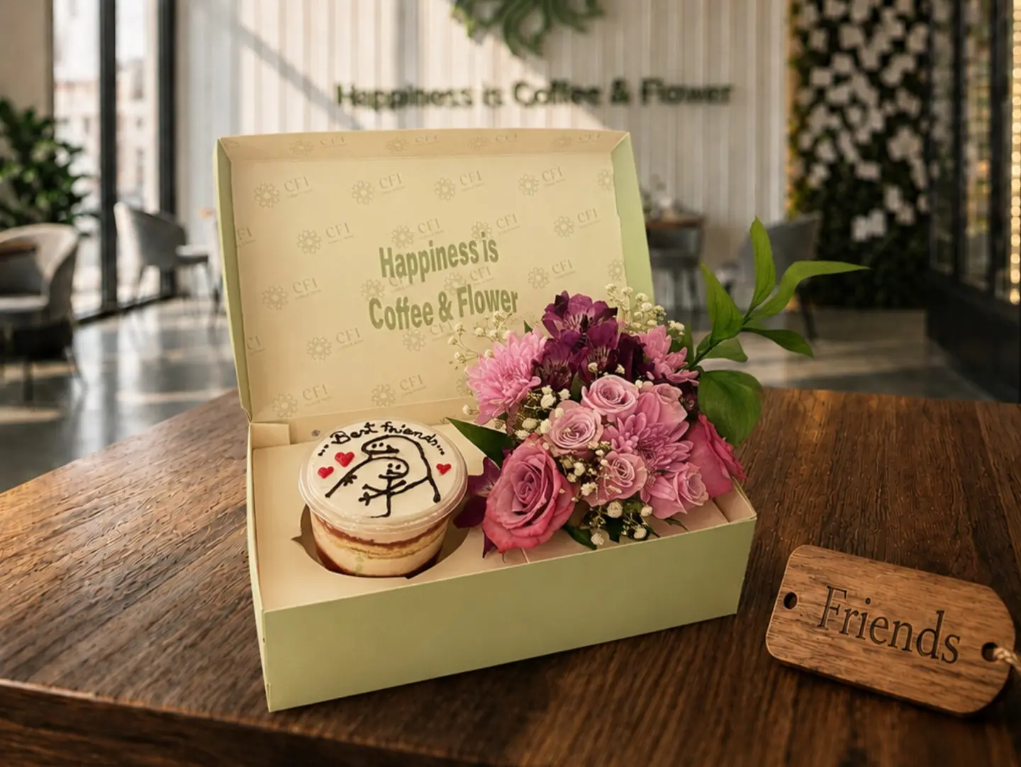 Friendship Box Flowers & Cupcake