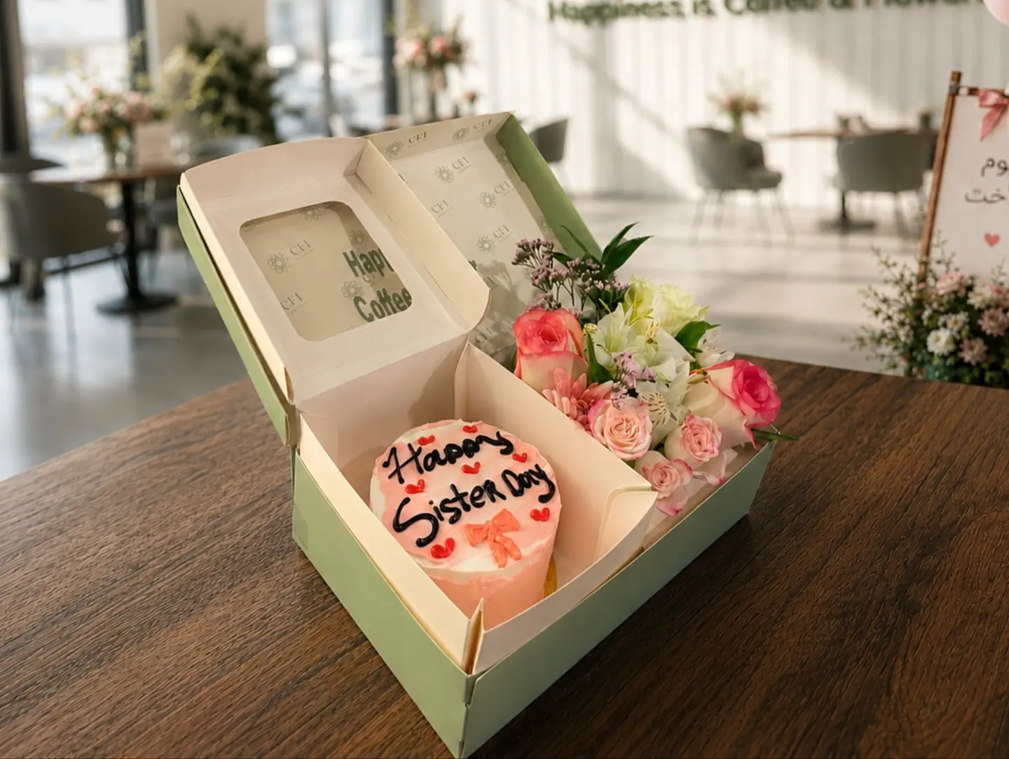 Sisters Day Bento Cake & Flowers Box