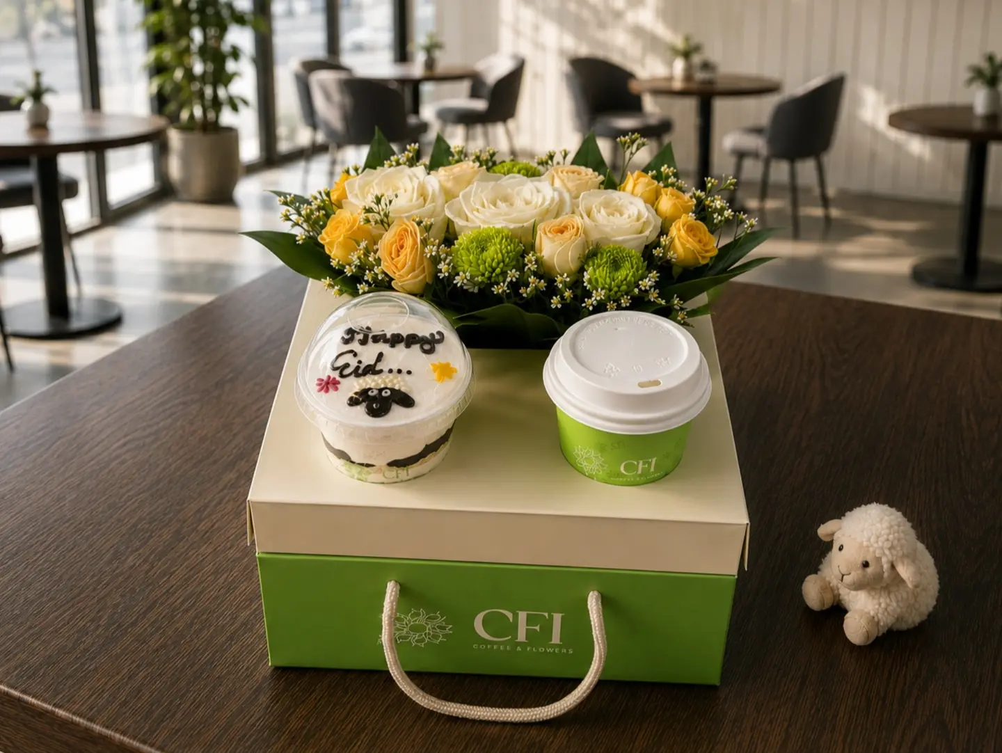 Luxury Eid Al Adha Box (Cupcakes & Coffee & Flower)