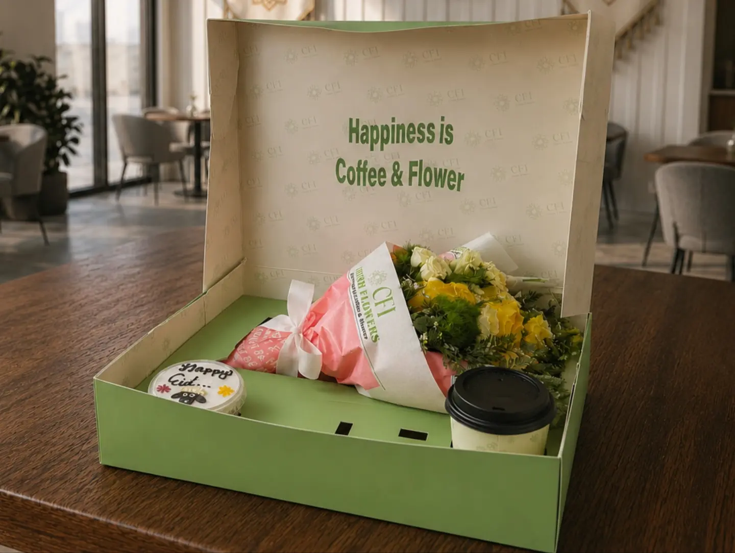 Eid Al Adha Large Box (Flowers, Coffee, Cupcake)