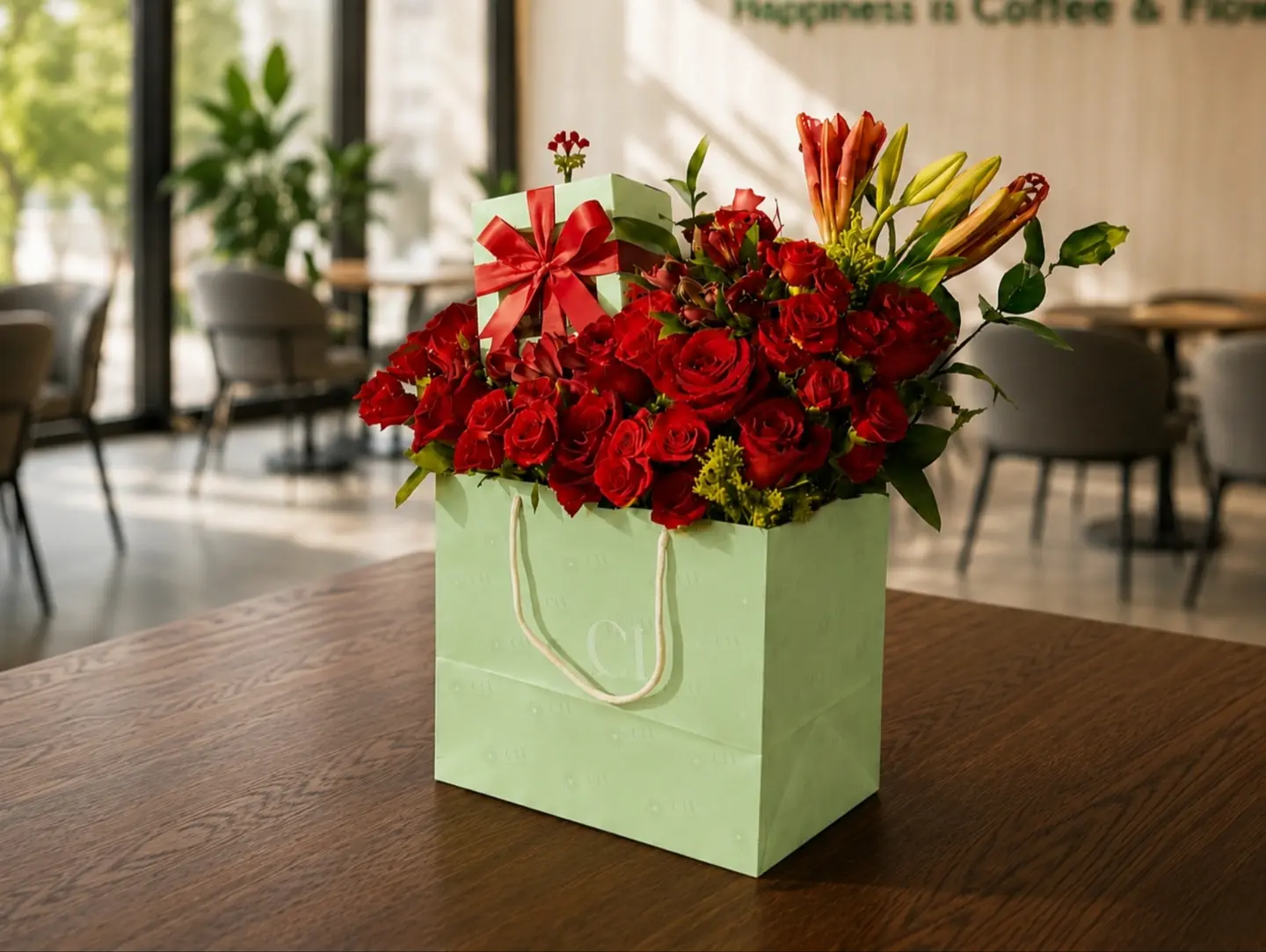 Flowers And Chocolate Gift Bag