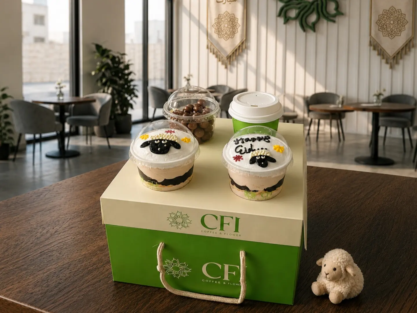 Luxury Eid Al Adha Box (2 Cupcakes & Coffee & Pecan)