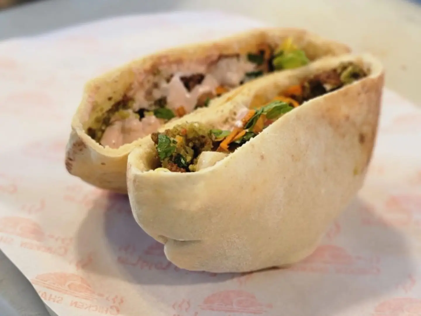Falafel Sandwich With Two Pieces In Iraqi Bread
