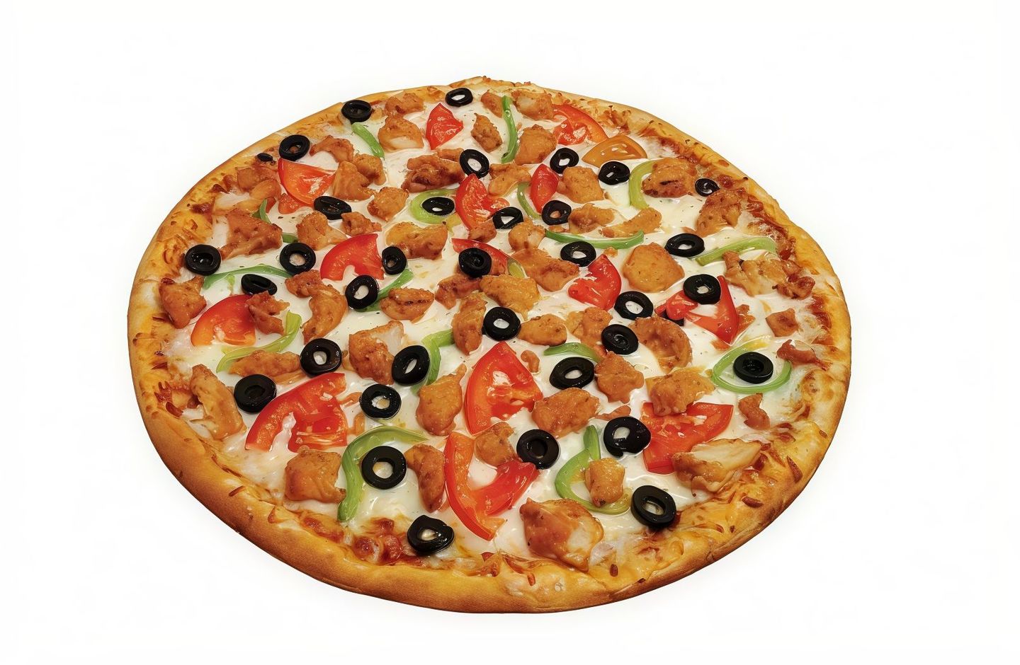 Chicken Pieces Pizza With Liquid Cheese
