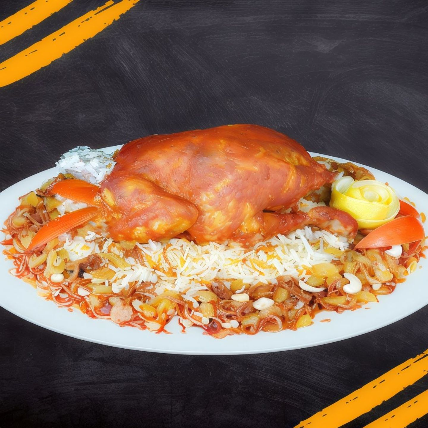 دجاج كوزي مع أرز حشوة  معكرونة - نصف دجاجة