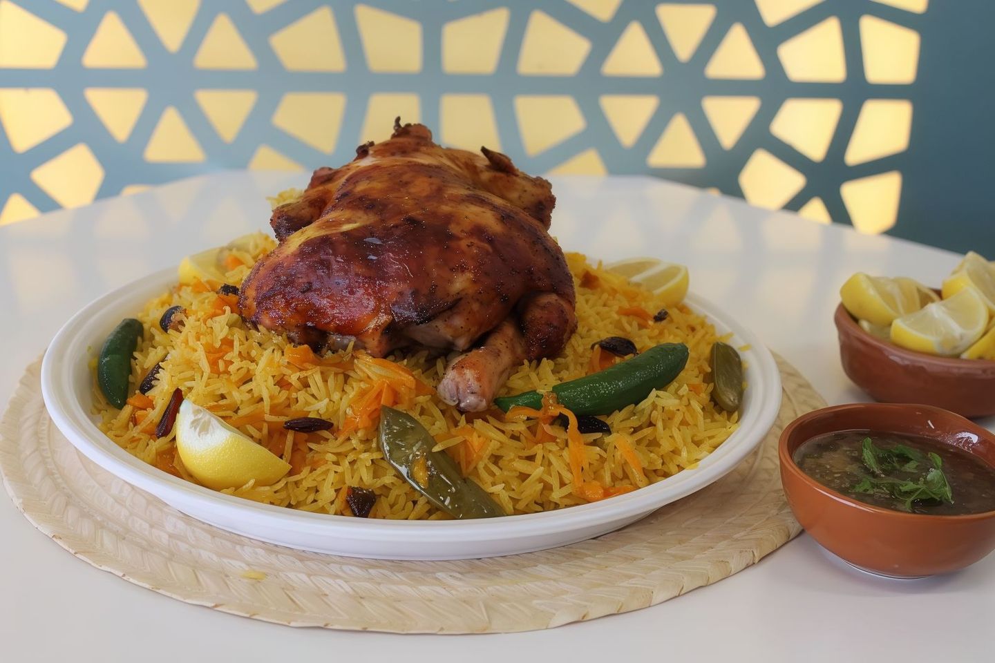 دجاج شواية مع أرز بخاري - نصف دجاجة