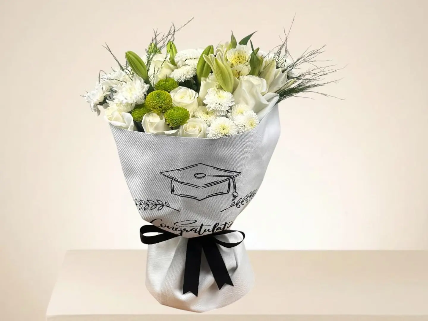 Happy White Graduation Bouquet