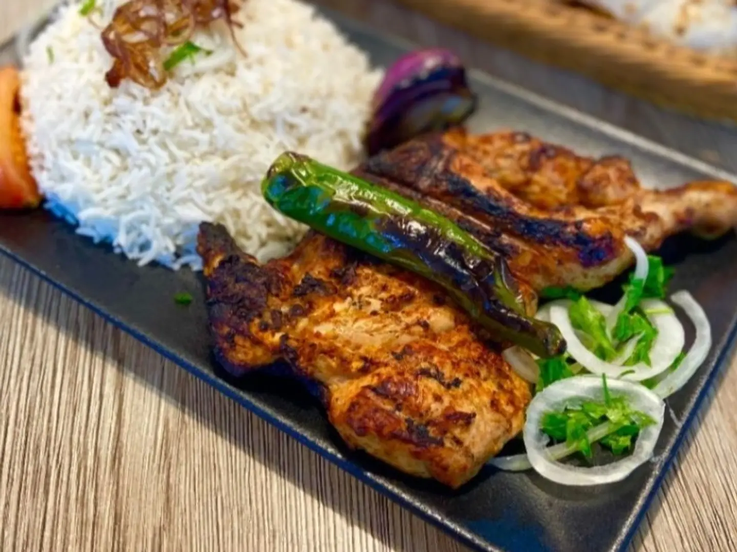 Half Chicken On Charcoal With Rice