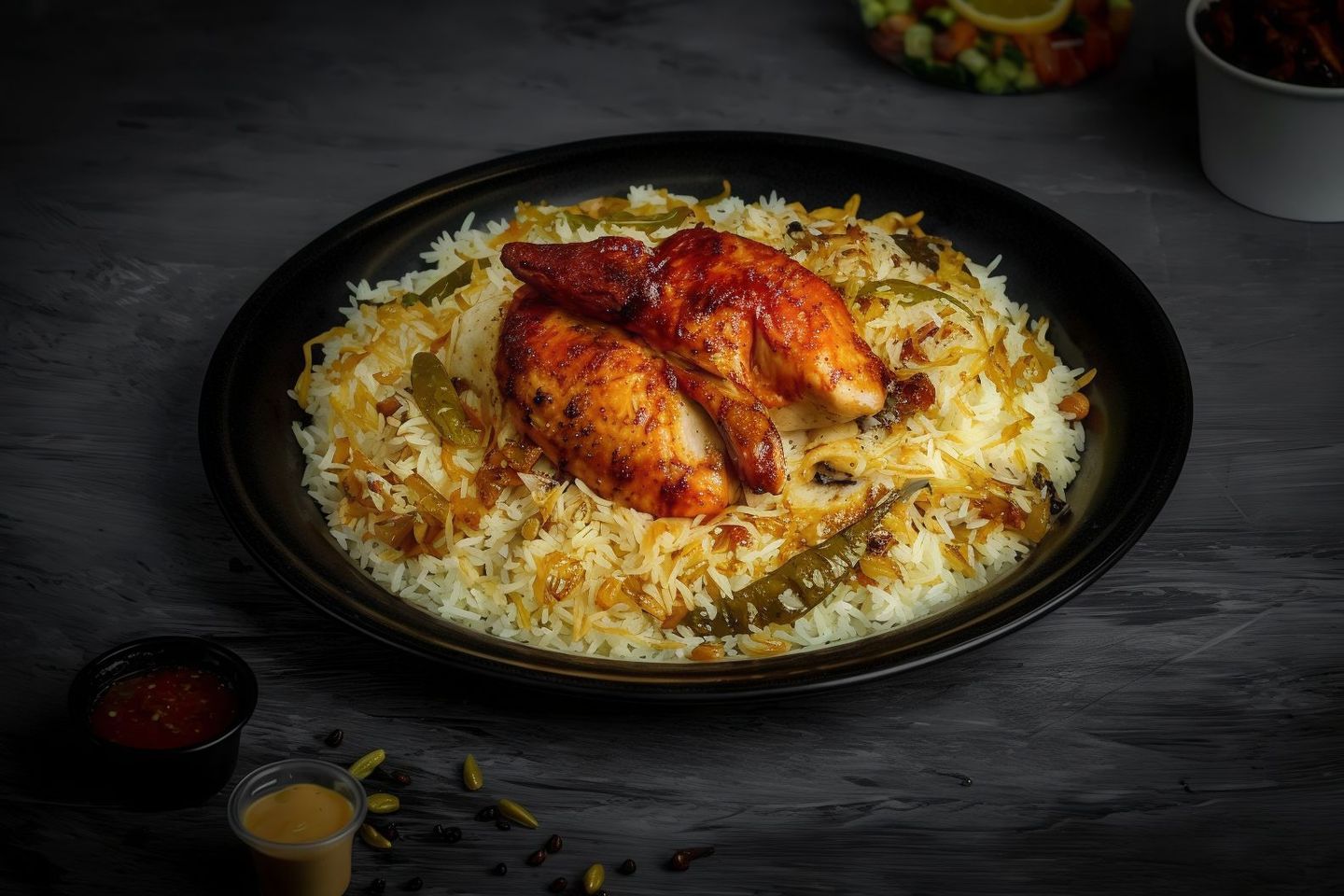 دجاج شواية مع أرز بشاور - حبة دجاج كاملة