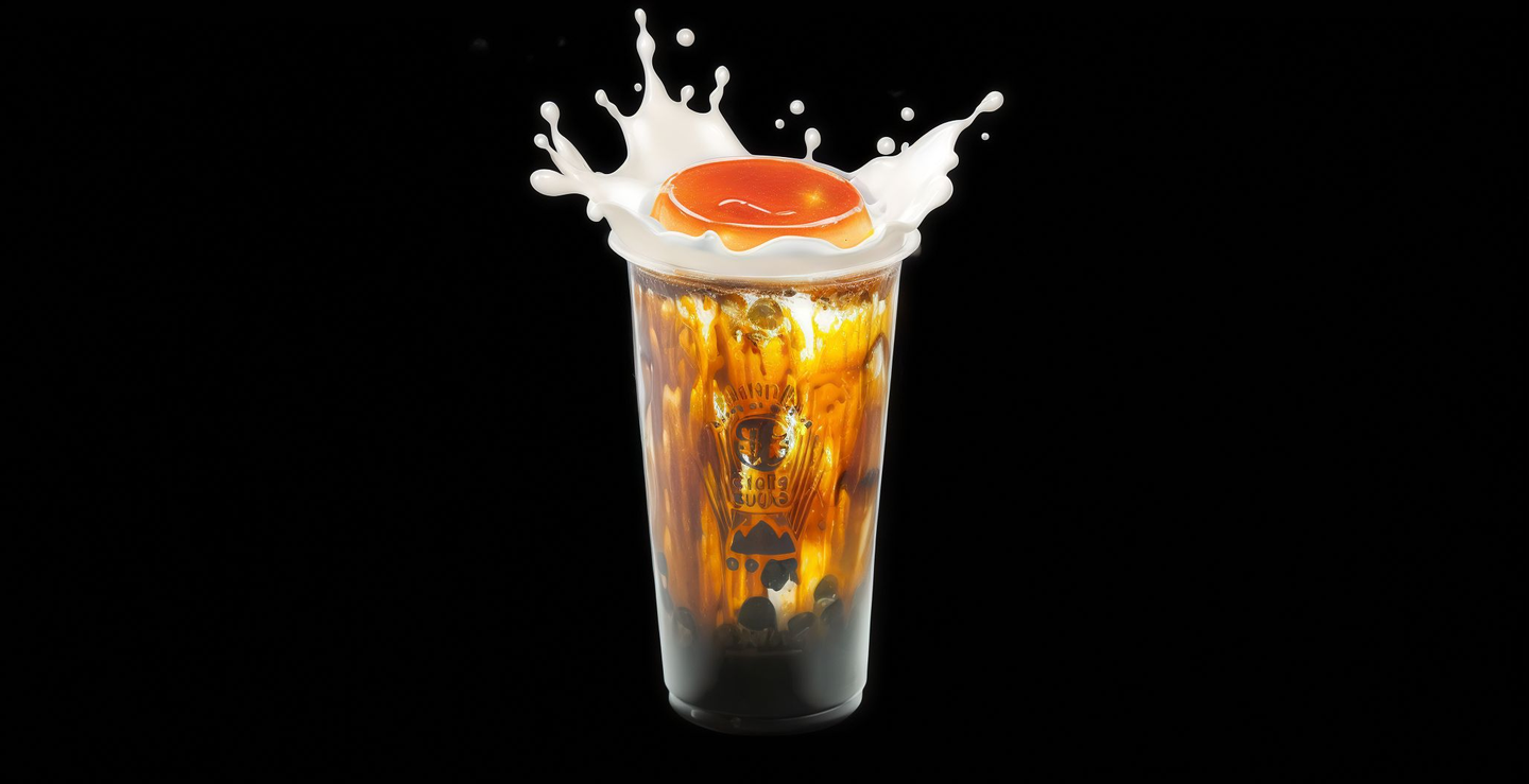 Black Sugar Milk With Boba And Brulee